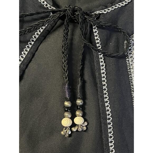 Stephanie Thomas Jacket Womens Large Silver Silk Embroidered Open Front Boho - Picture 9 of 13